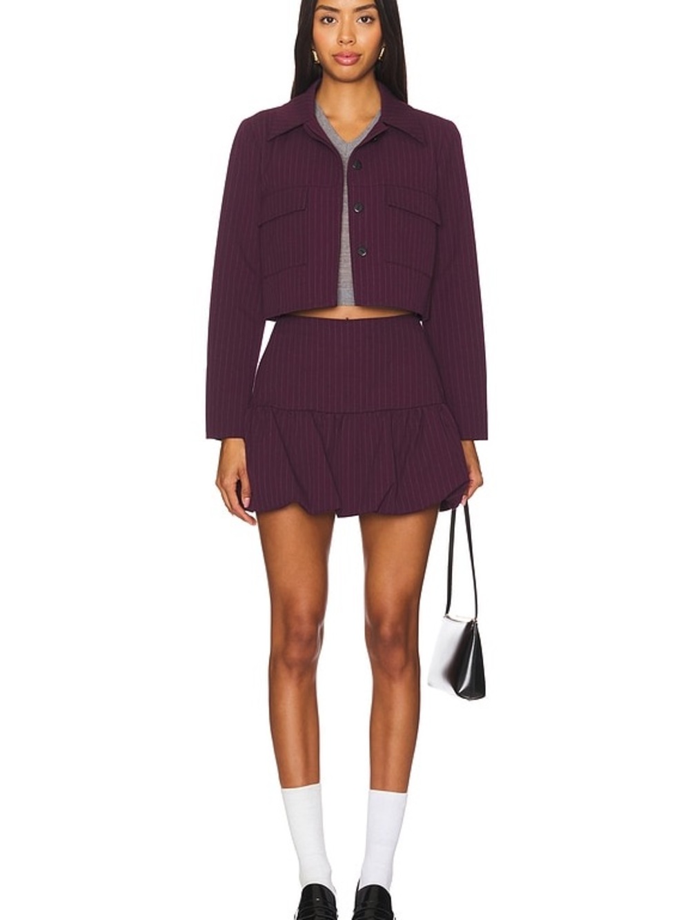 Amanda Uprichard Plum Pleated Mini Skort